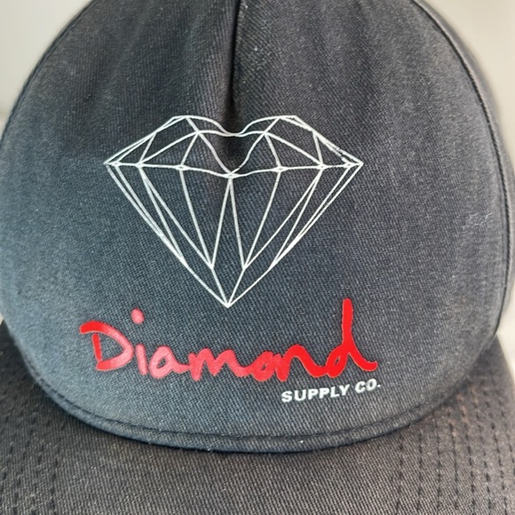 Diamond Supply Co. Mens Retro Faded Worn In Look Logo SnapBack Cap Black OS - Picture 3 of 9